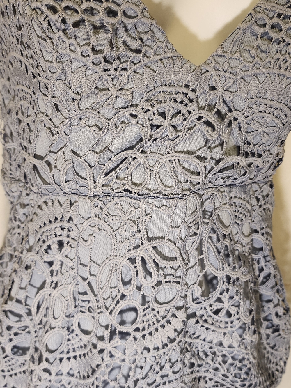 Selfie Leslie Dusty Blue Crochet Lace High-Low Dress - Picture 5 of 5